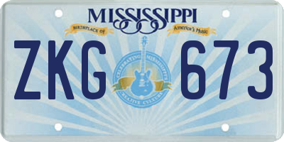 MS license plate ZKG673
