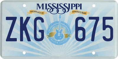 MS license plate ZKG675