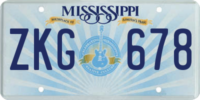 MS license plate ZKG678