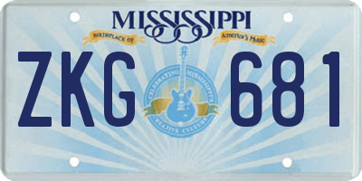 MS license plate ZKG681