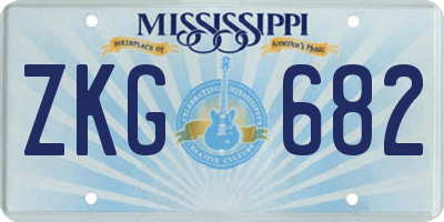 MS license plate ZKG682