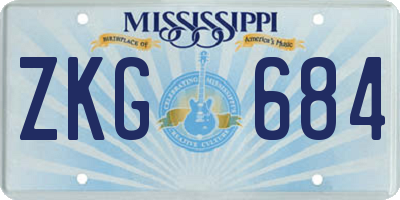 MS license plate ZKG684