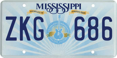 MS license plate ZKG686