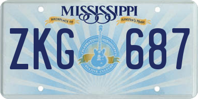 MS license plate ZKG687