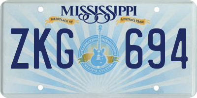 MS license plate ZKG694