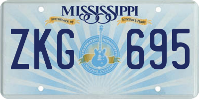 MS license plate ZKG695