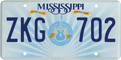 MS license plate ZKG702