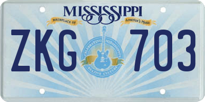 MS license plate ZKG703
