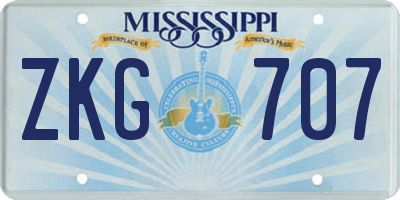 MS license plate ZKG707