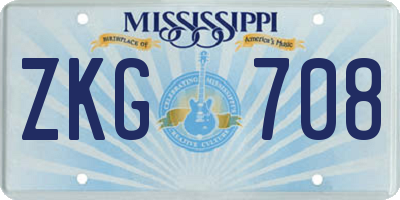 MS license plate ZKG708