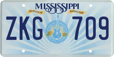 MS license plate ZKG709