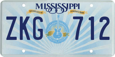 MS license plate ZKG712