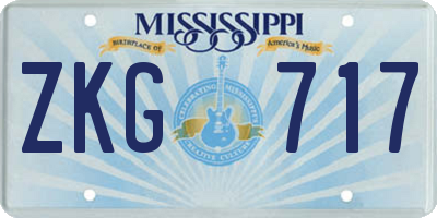 MS license plate ZKG717