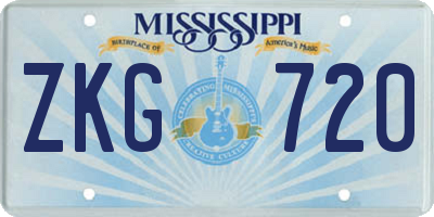MS license plate ZKG720