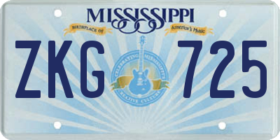MS license plate ZKG725