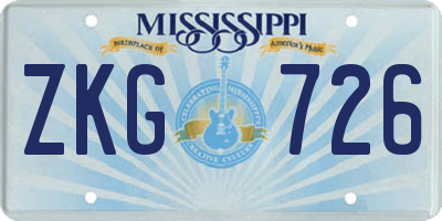 MS license plate ZKG726