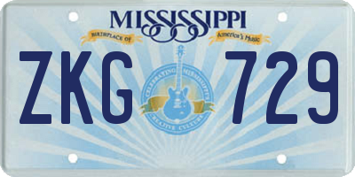MS license plate ZKG729