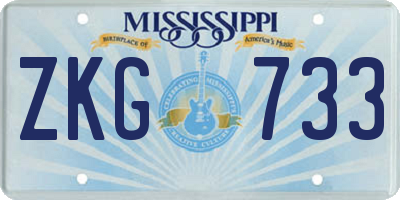 MS license plate ZKG733