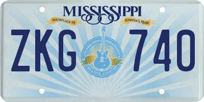 MS license plate ZKG740