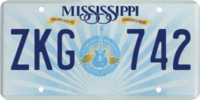 MS license plate ZKG742
