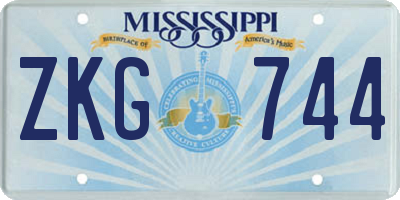 MS license plate ZKG744