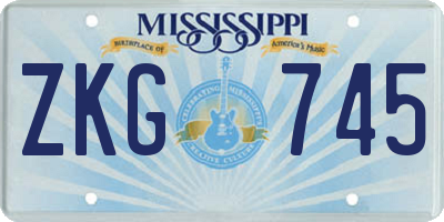 MS license plate ZKG745