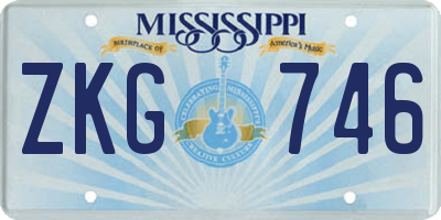 MS license plate ZKG746