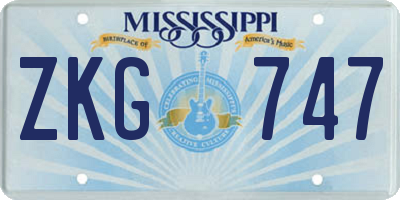 MS license plate ZKG747