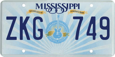 MS license plate ZKG749