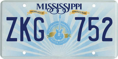 MS license plate ZKG752