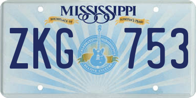 MS license plate ZKG753