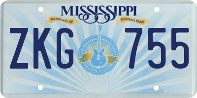 MS license plate ZKG755