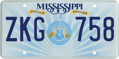 MS license plate ZKG758
