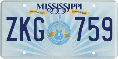 MS license plate ZKG759