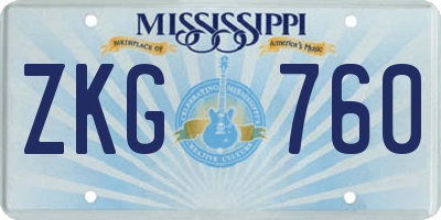 MS license plate ZKG760