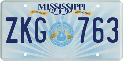 MS license plate ZKG763