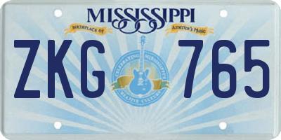MS license plate ZKG765