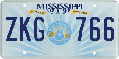 MS license plate ZKG766