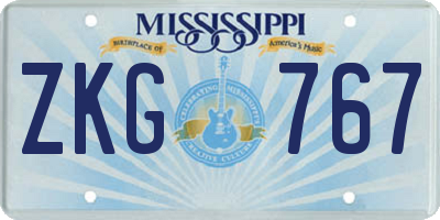 MS license plate ZKG767