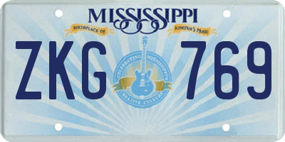 MS license plate ZKG769