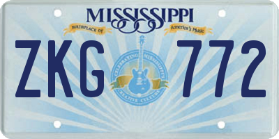 MS license plate ZKG772