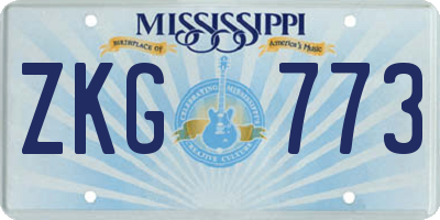 MS license plate ZKG773