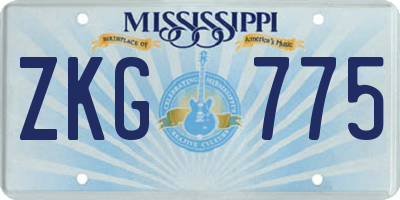 MS license plate ZKG775