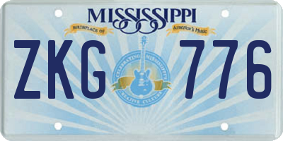 MS license plate ZKG776