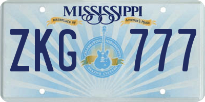 MS license plate ZKG777