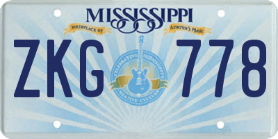 MS license plate ZKG778