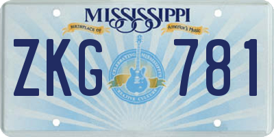 MS license plate ZKG781