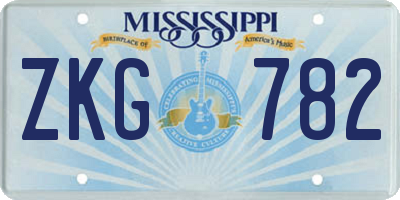 MS license plate ZKG782