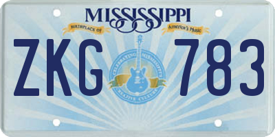 MS license plate ZKG783