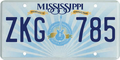 MS license plate ZKG785